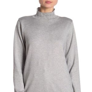 Scalloped Trim Long Sleeve Turtleneck Sweater